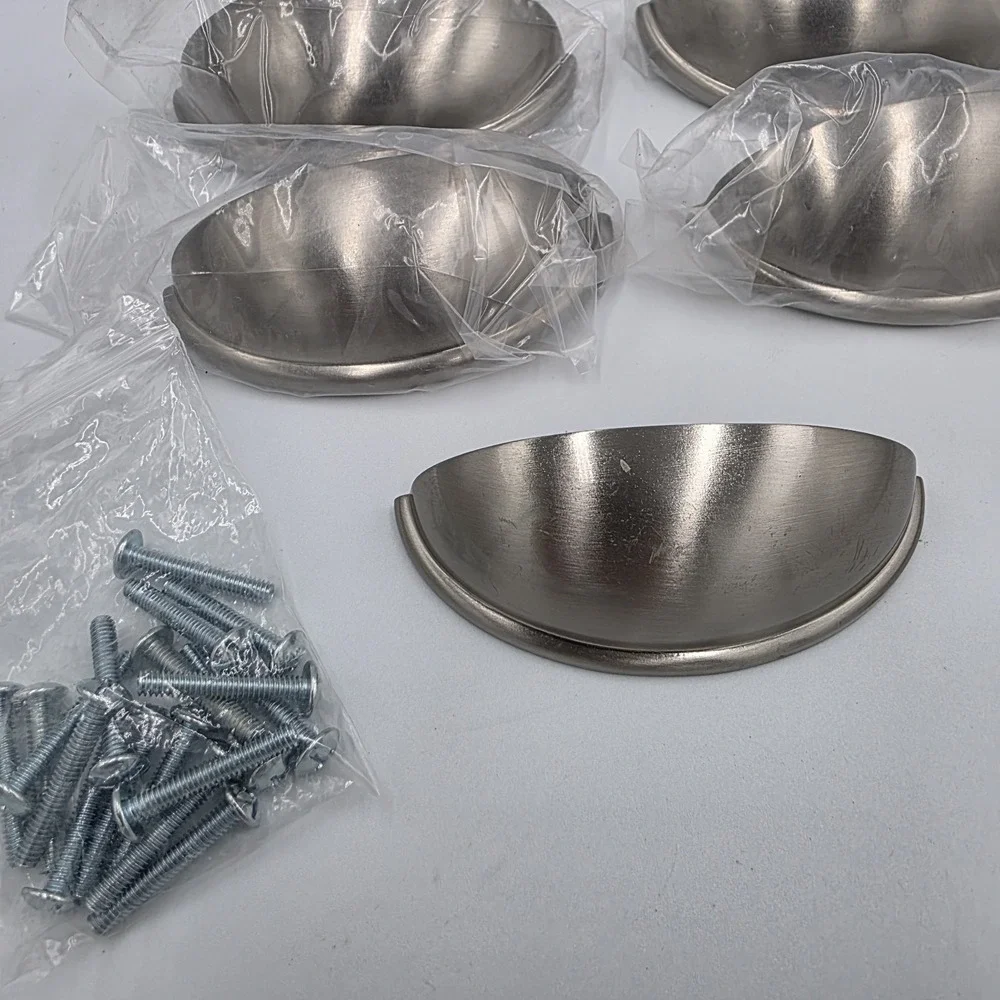9 Drawer Pulls Brushed Satin Nickel Cabinet Cup‎ Pulls Kitchen Handle 3 3/4